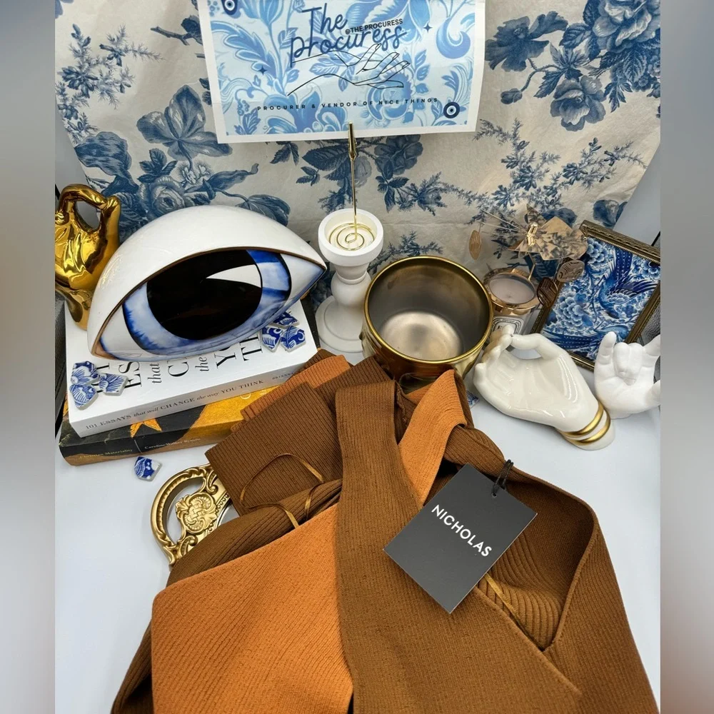 🆕 NICHOLAS 🧿 NWT Daija Twisted Two-Tone Ribbed Knit Midi Dress - Picture 12 of 16